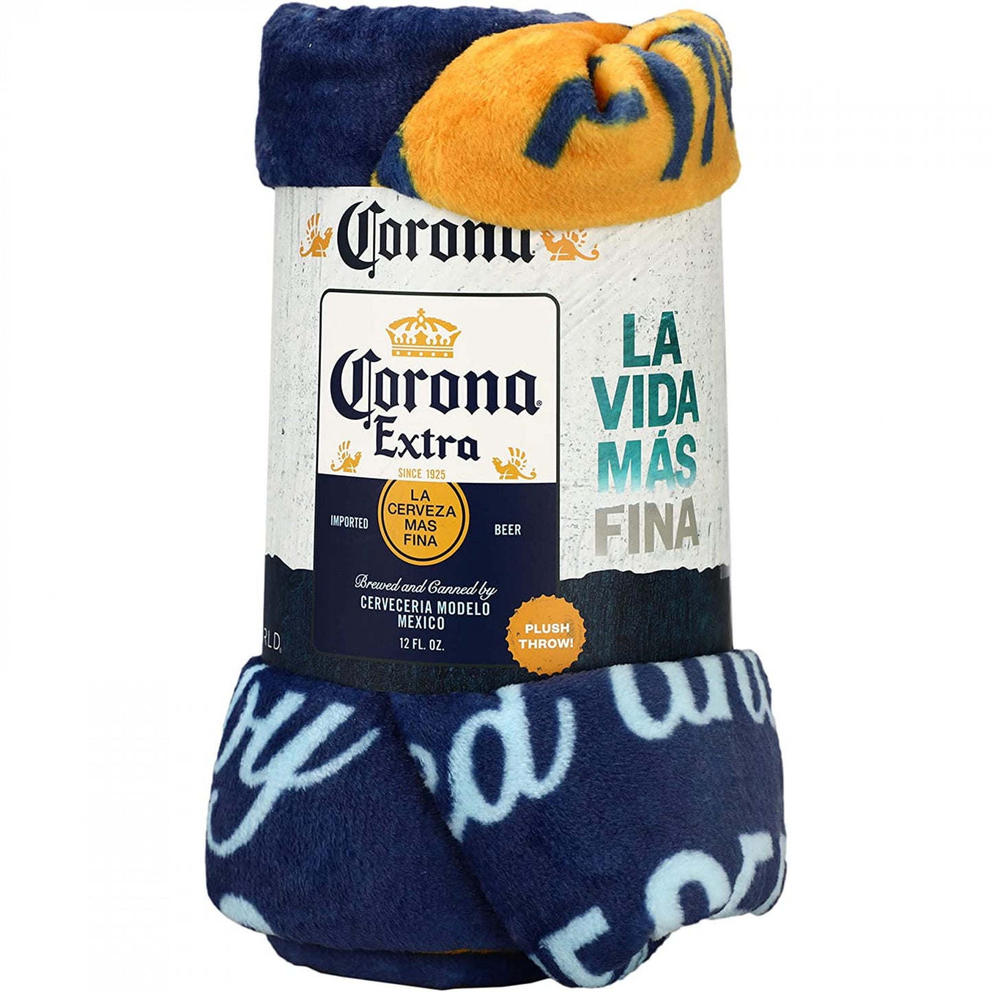 title:Corona Extra Bottle Label Fleece 48" x 60" Throw Blanket;color:Multi-Color