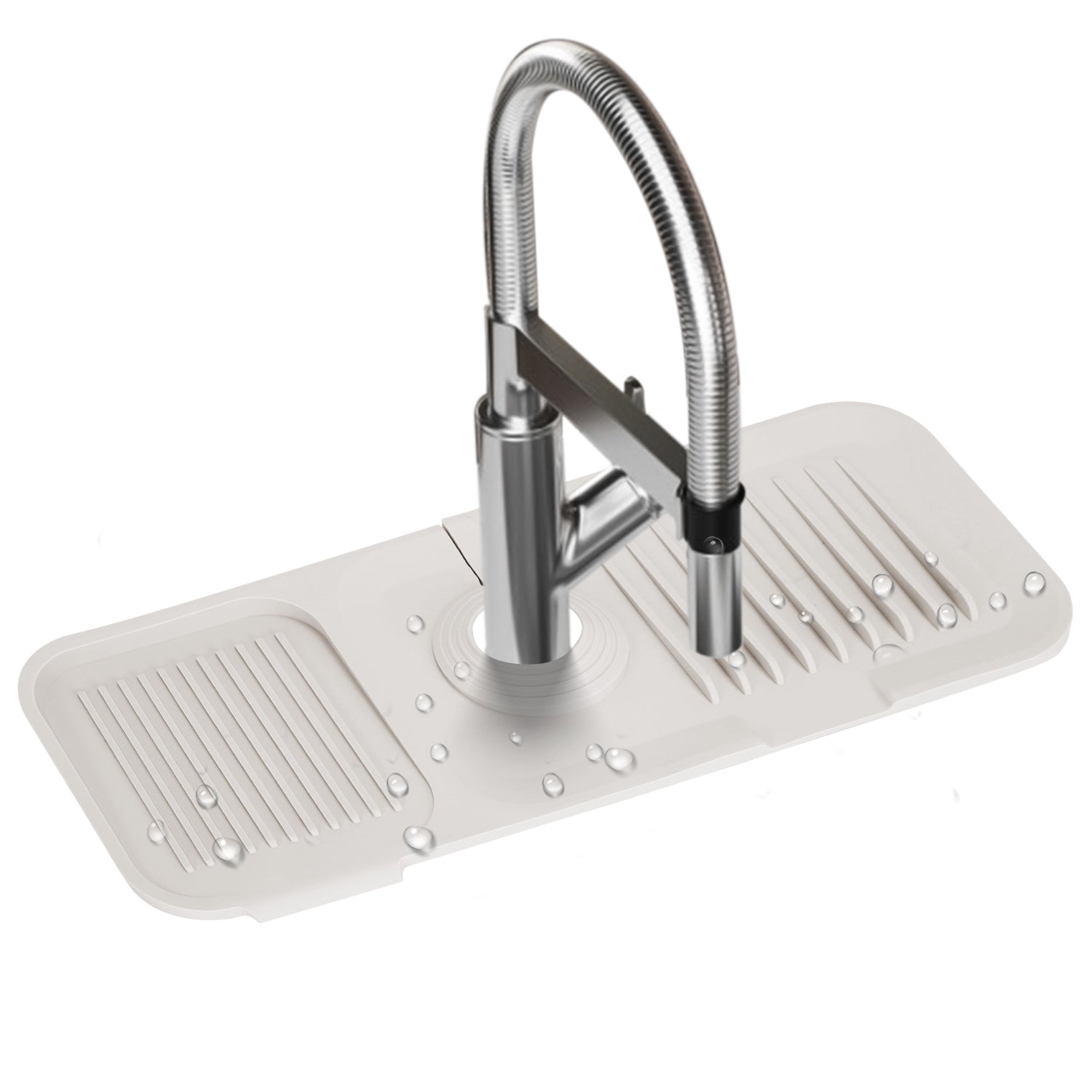 title:Faucet Splash Mat 14.56x5.51in Silicone Sink Drying Mat Water Drip Catching Tray Water Drainage Pad Sponge Soap Holder for Kitchen Bathroom Sink Fauce;color:Beige