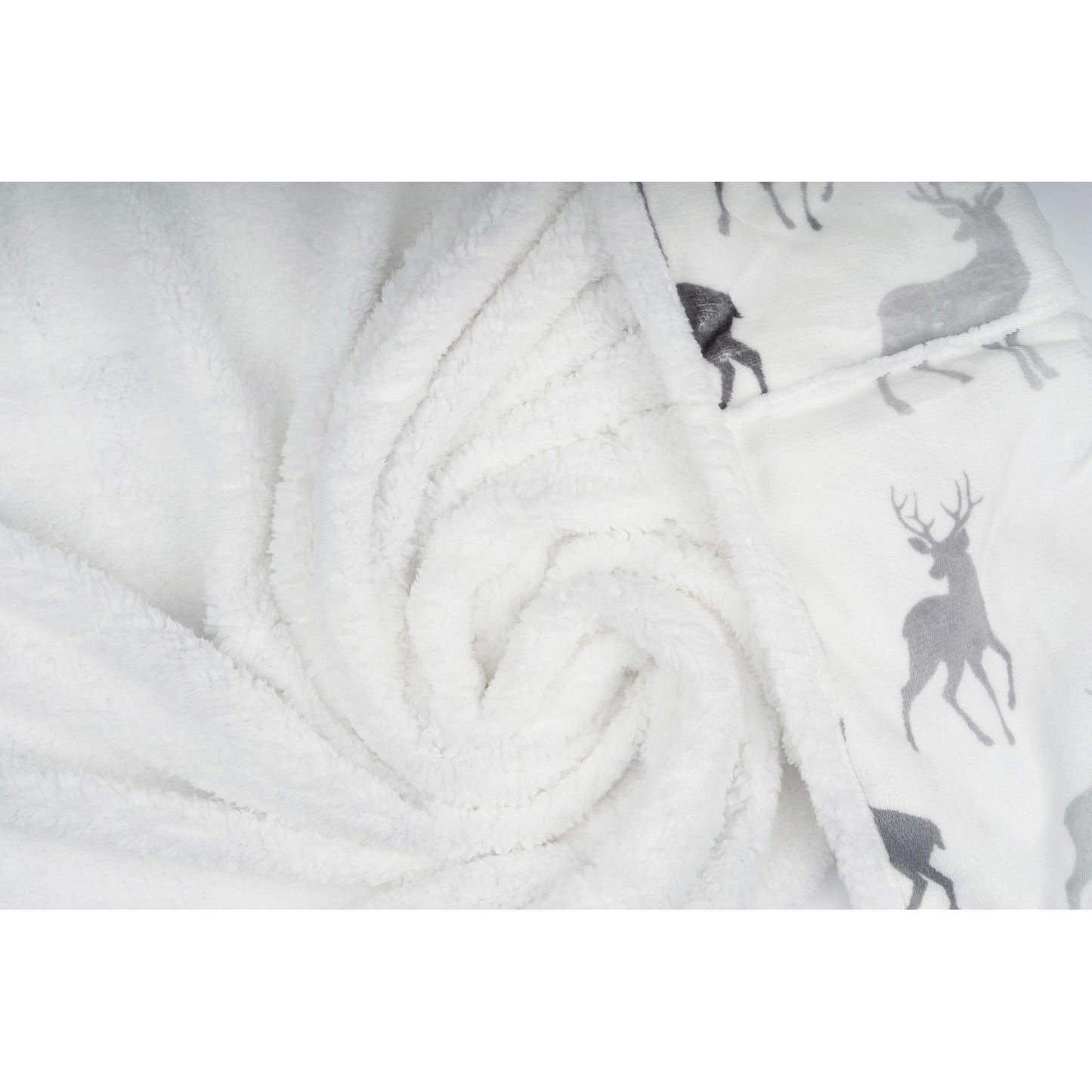 Hooded Throw Printed Flannel Deer Silhouettes