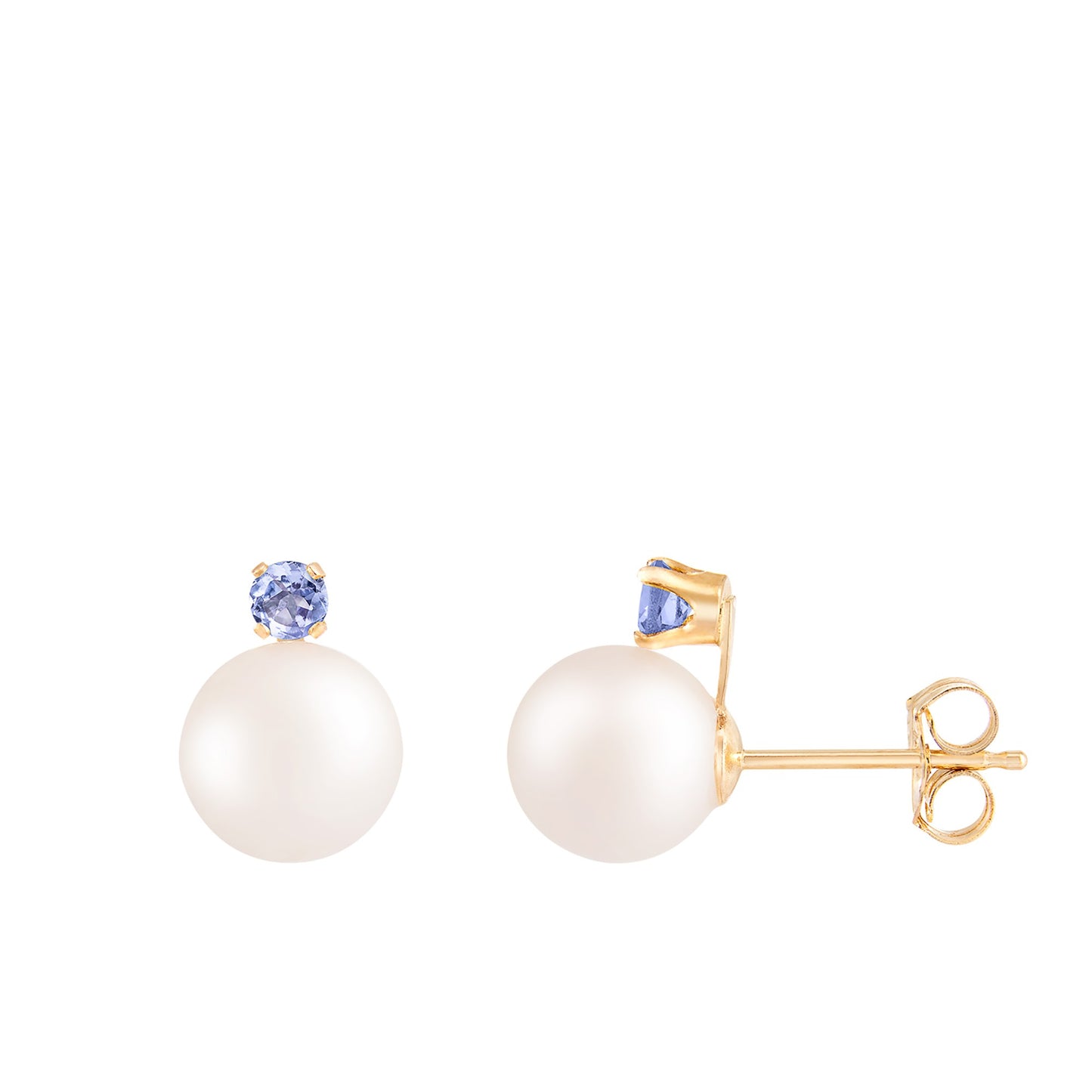 title:Splendid Pearls 7mm Tanzanite Pearl Earrings;color:White