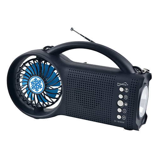 title:Supersonic Solar Power Bluetooth Speaker with FM Radio / LED Torch Light / Fan;color:Black