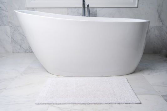 Reversible Loop Bath Mat Set, White