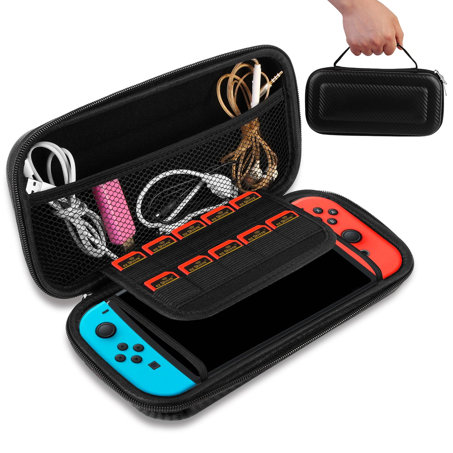 title:Portable Carry Case for Nintendo Switch Console Protective Hard EVA Case Shell Pouch;color:Black