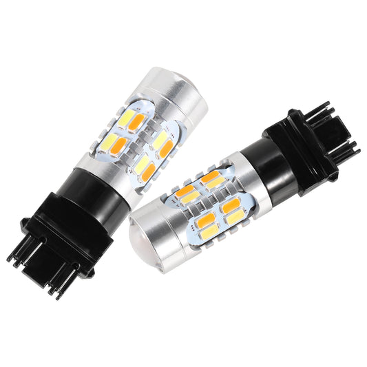 title:2 Pcs T25 3157 800LM Turn Signal Parking DRL LED Light Bulbs with LED Load Resistors Light Decoder Kit;color:Black