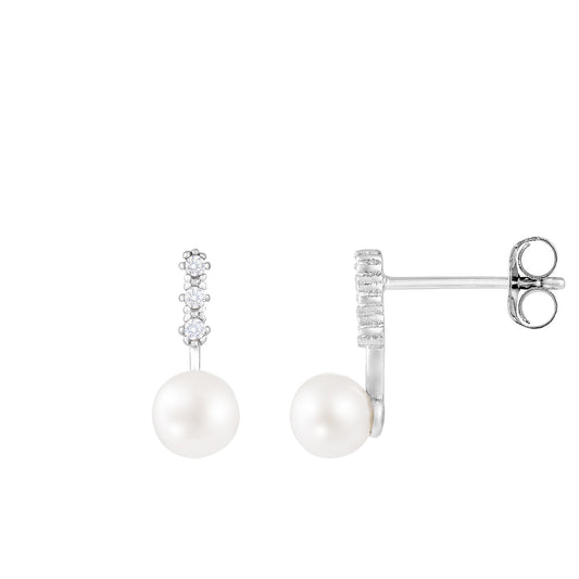 title:Splendid Pearls Sterling Silver Pearl Earrings ESR-417;color:White