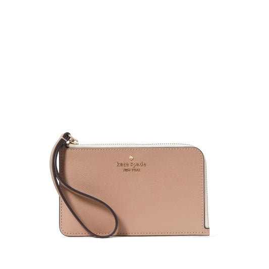 title:Kate Spade Women's Lucy Bicolor Small L-Zip Wristlet;color:Toasted Hazelnut Multi