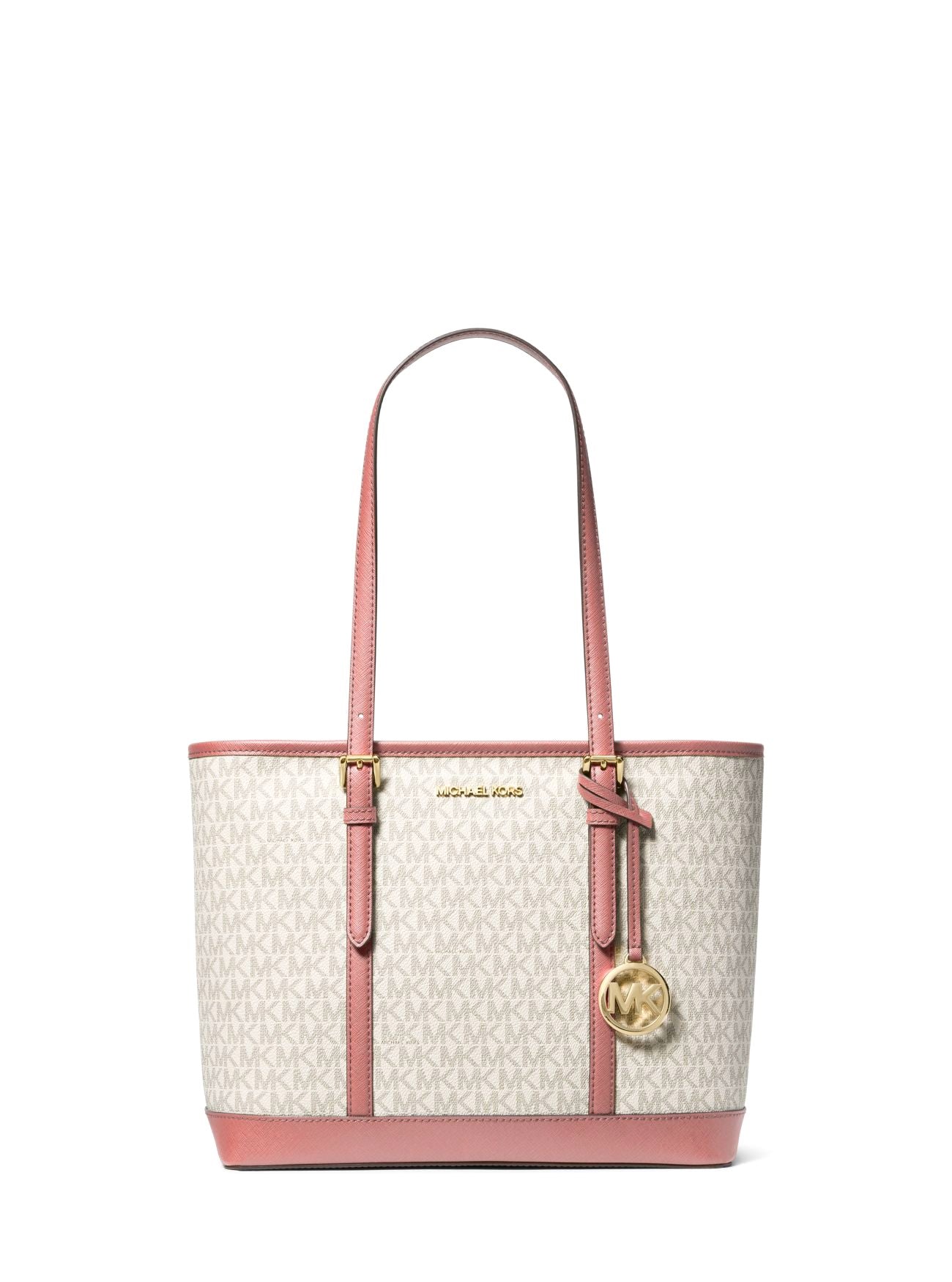 title:Michael Kors Jet Set Travel Small Logo Top-Zip Tote Bag;color:Primrose Multi