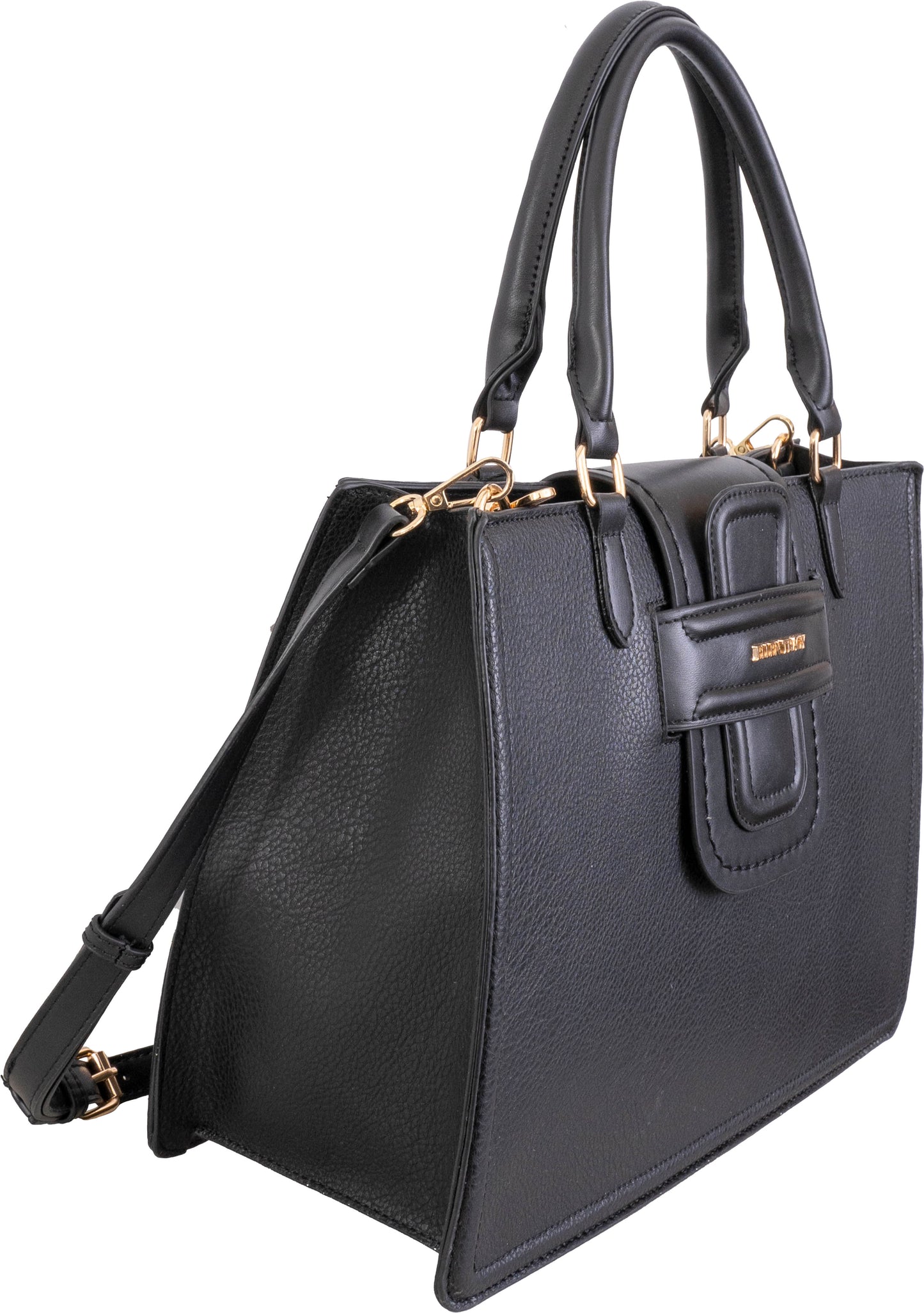 Ellen Tracy Double Handle Top Flap Satchel with Front Flap Detail