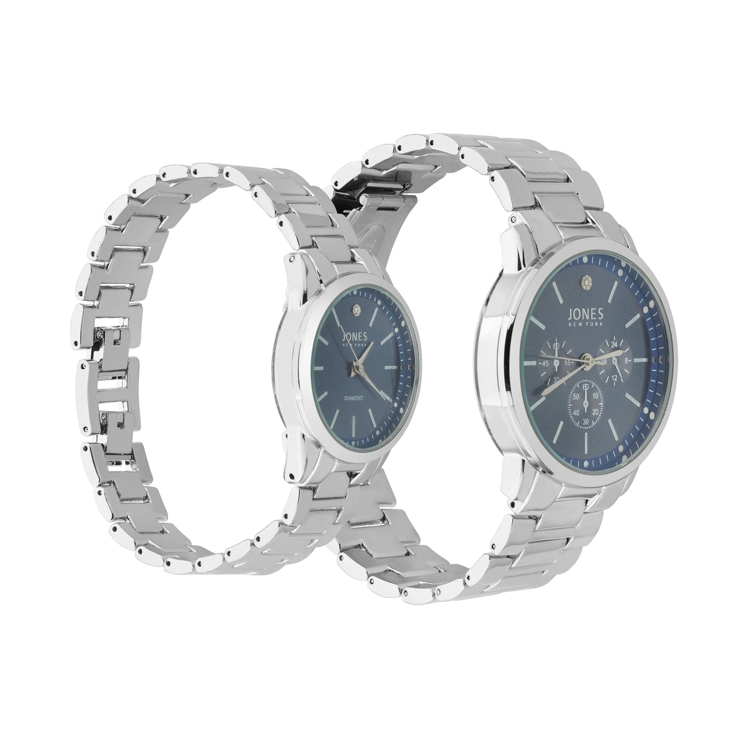 Jones New York Unisex Blue/Silver His & Hers Watch Set