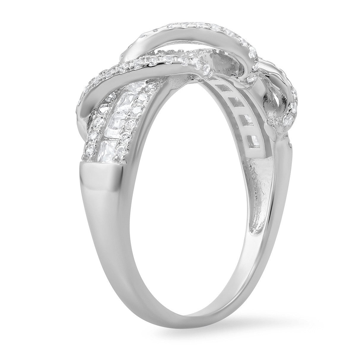 Sterling Silver Exotic Twist CZ Band Ring