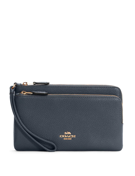 title:Coach Women's Midnight Double Zip Wallet;color:Midnight