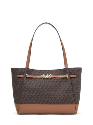 title:Michael Kors Reed Large Belted Logo Tote;color:Brown