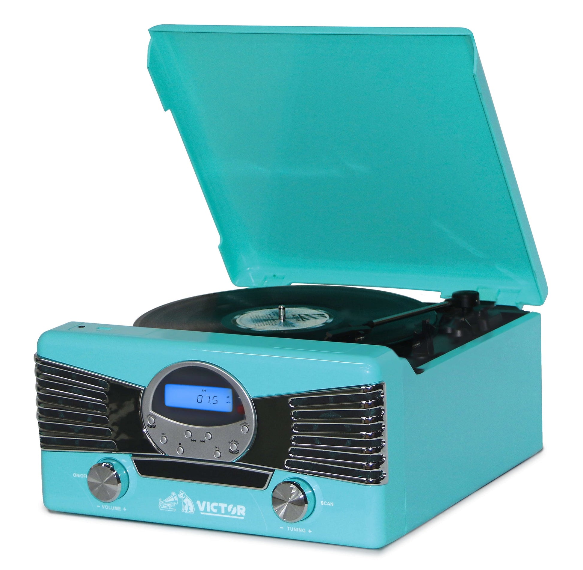 title:Victor Audio Victor Diner 7-in-1 Turntable Music Center;color:Turquoise