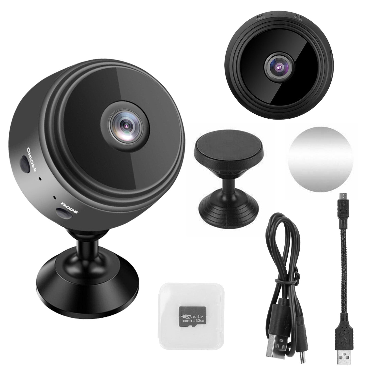 title:Mini Camera Wireless Wifi IP Home Security Cam 1080P Full HD Surveillance Camera Nanny Cam w/ 32G MMC Card;color:Black