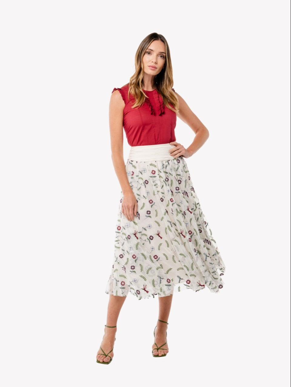 LOULOU DAMOUR Women's Mafalda Hummingbird Runway Emb. Skirt