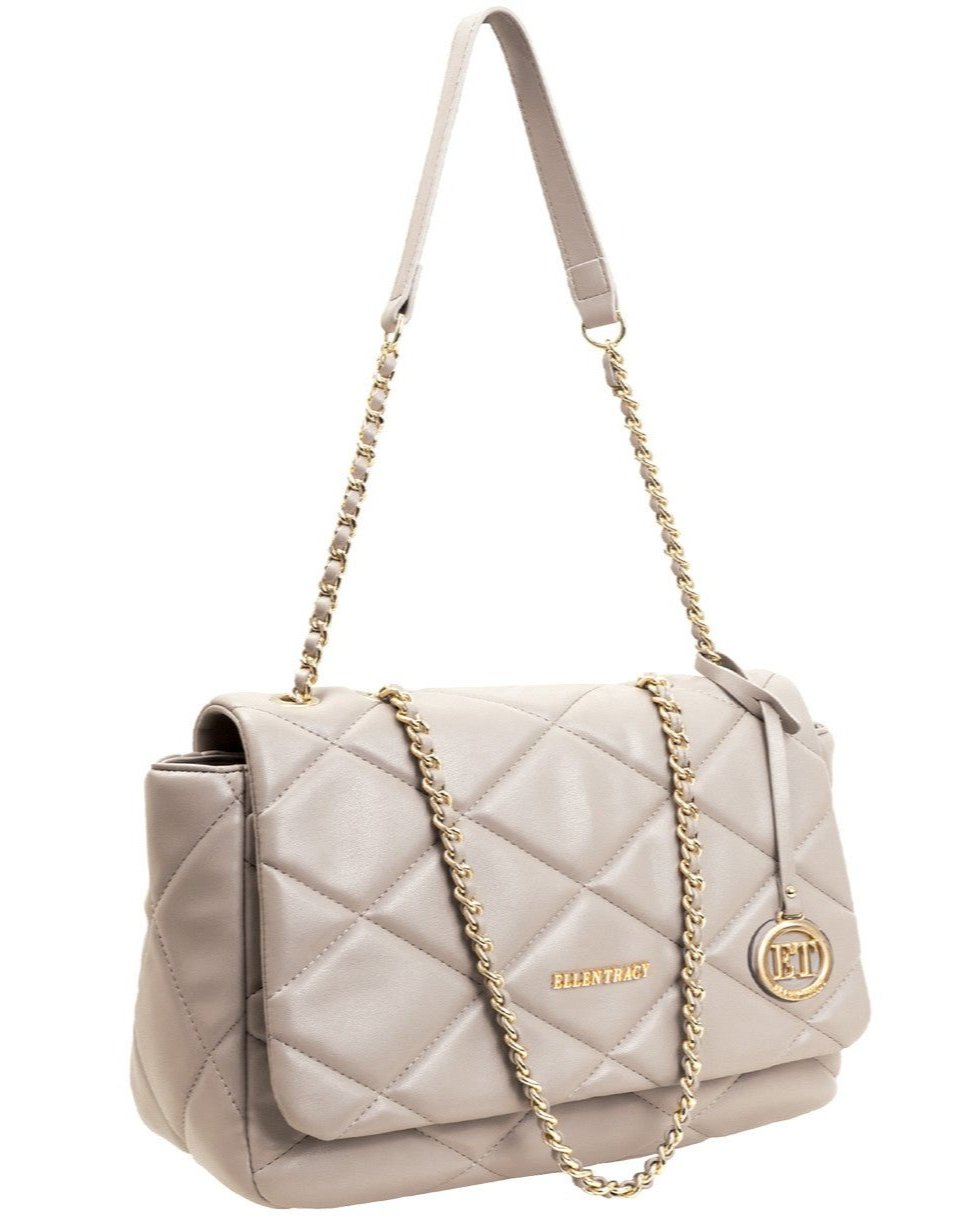 Ellen Tracy Smooth Diamond Quilted Shoulder Bag ETH2181-019-IV - Ruumur