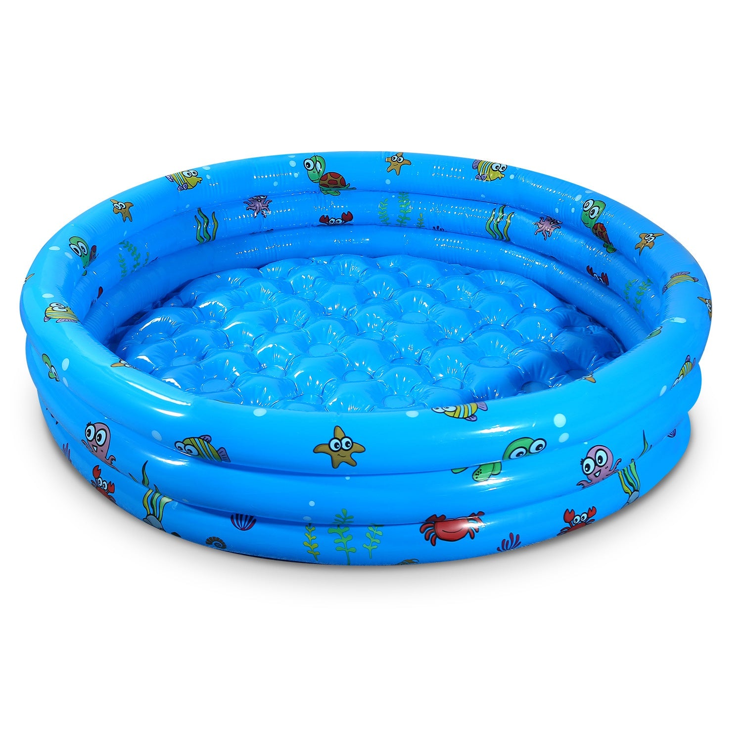 title:51x13” Inflatable Swimming Pool Blow Up Family Pool For 3 Kids Foldable Swim Ball Pool Center w/ 4 Valves Bottom Water Drain Plug For Indoor Backyard;color:Multi