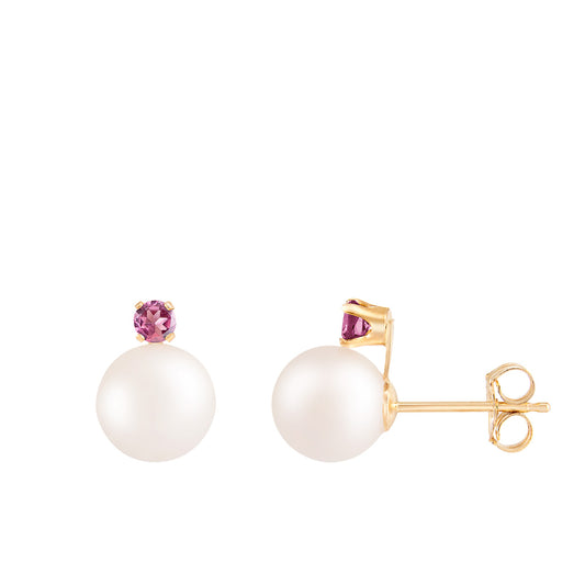 title:Splendid Pearls 7mm Pink Topaz Pearl Earrings;color:White