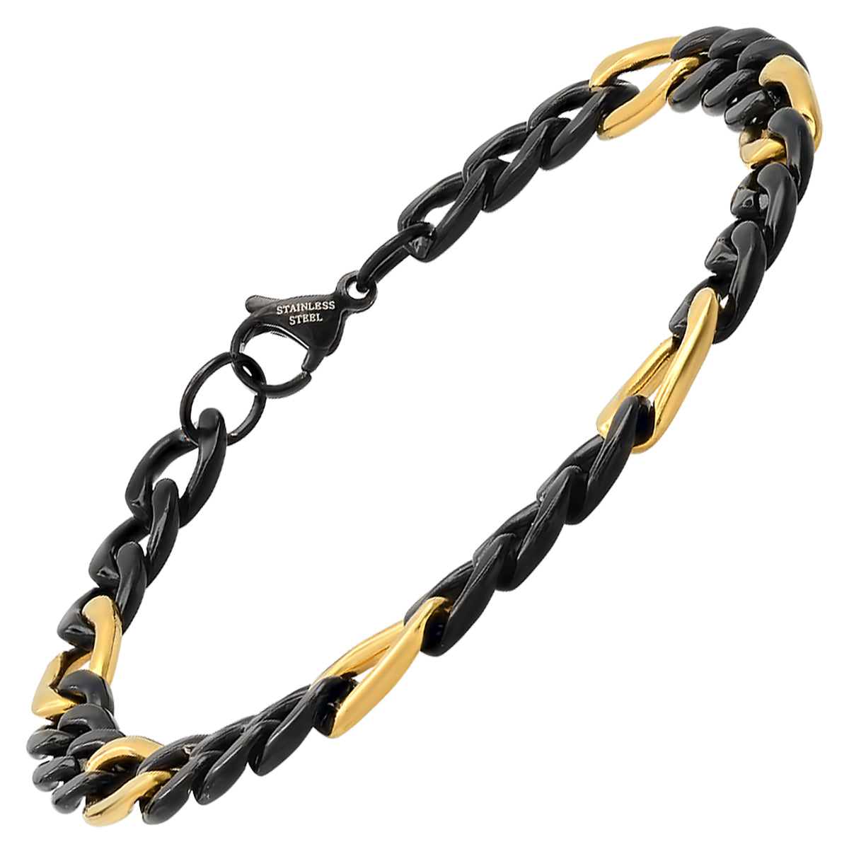 SteelTime Two Tone Figaro Chain Bracelet