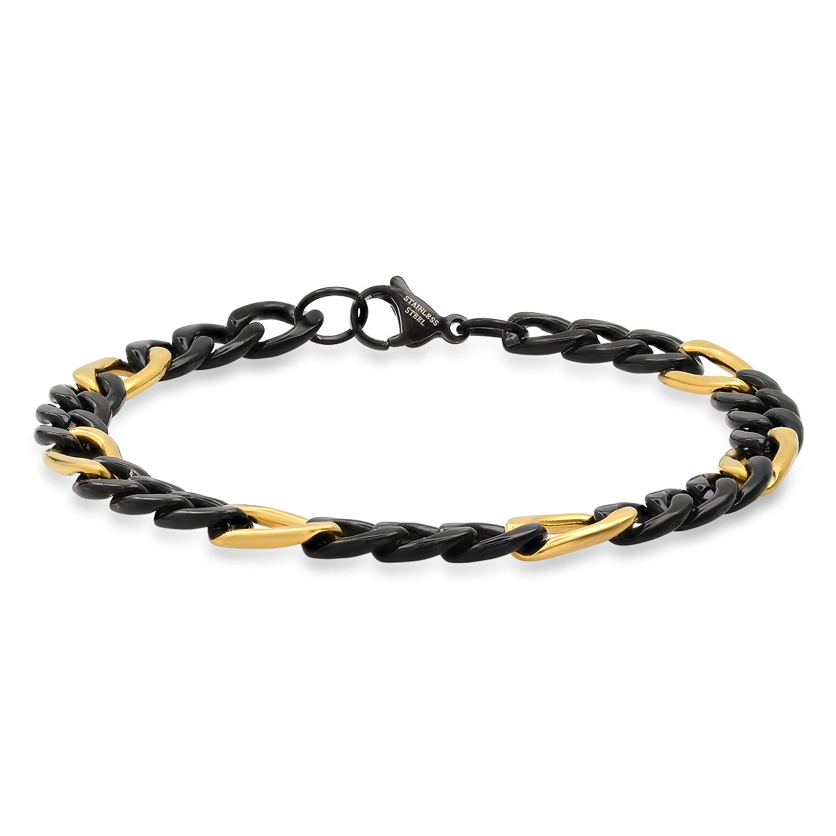 SteelTime Two Tone Figaro Chain Bracelet