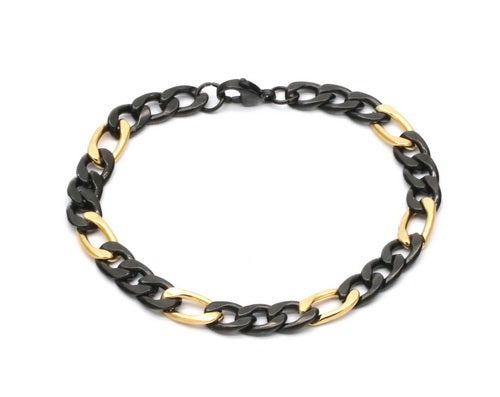 SteelTime Two Tone Figaro Chain Bracelet