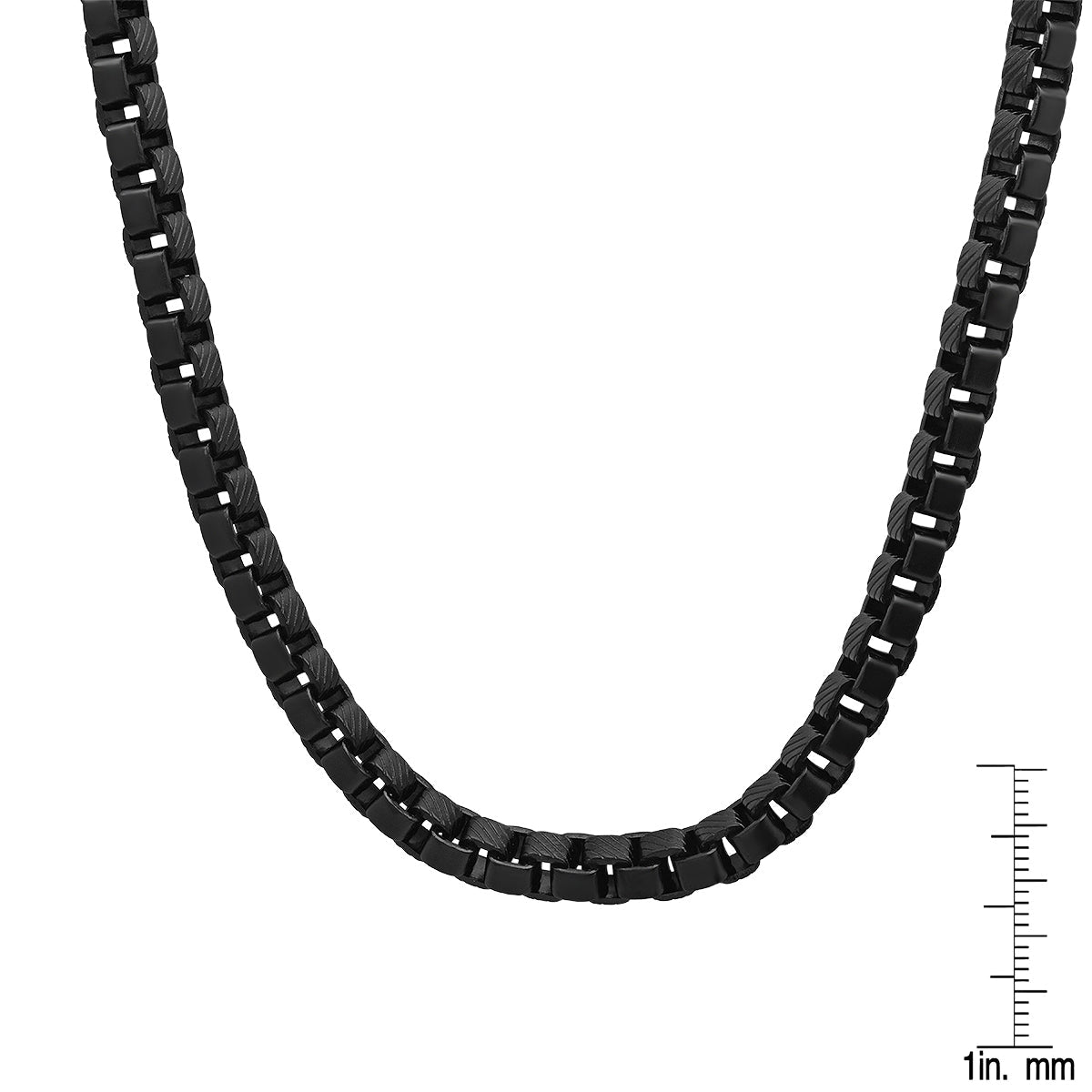 Accent Cut Black Ion Box Chain Link Necklace