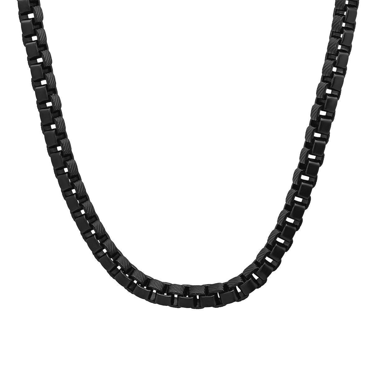 Accent Cut Black Ion Box Chain Link Necklace