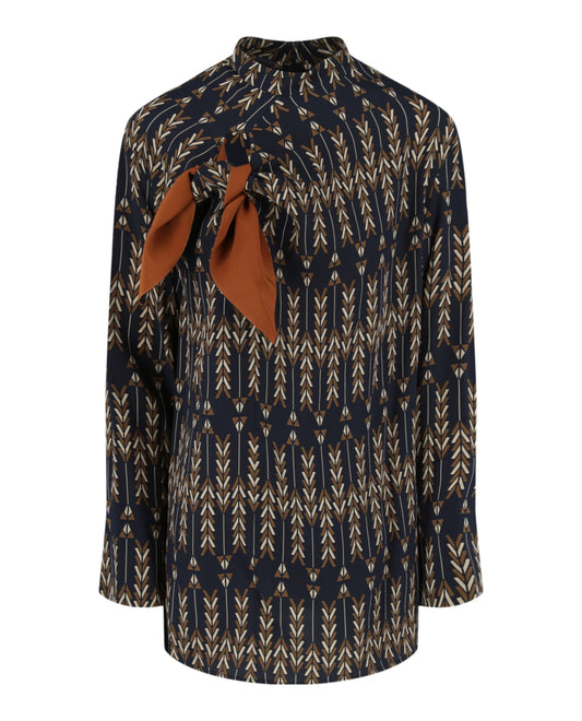 title:Stella McCartney Zadie Silk Top;color:Brown Navy