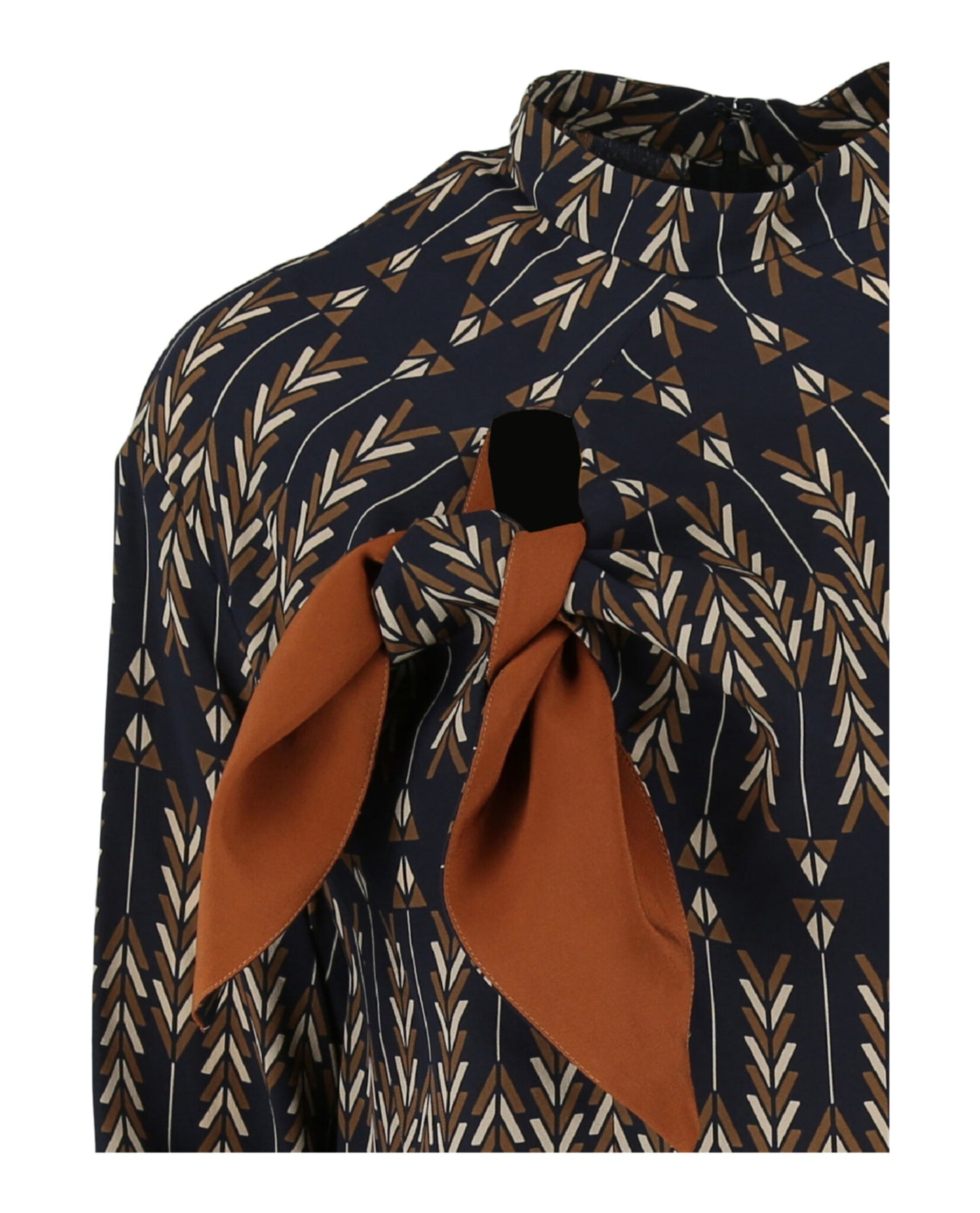 title:Stella McCartney Zadie Silk Top;color:Brown Navy