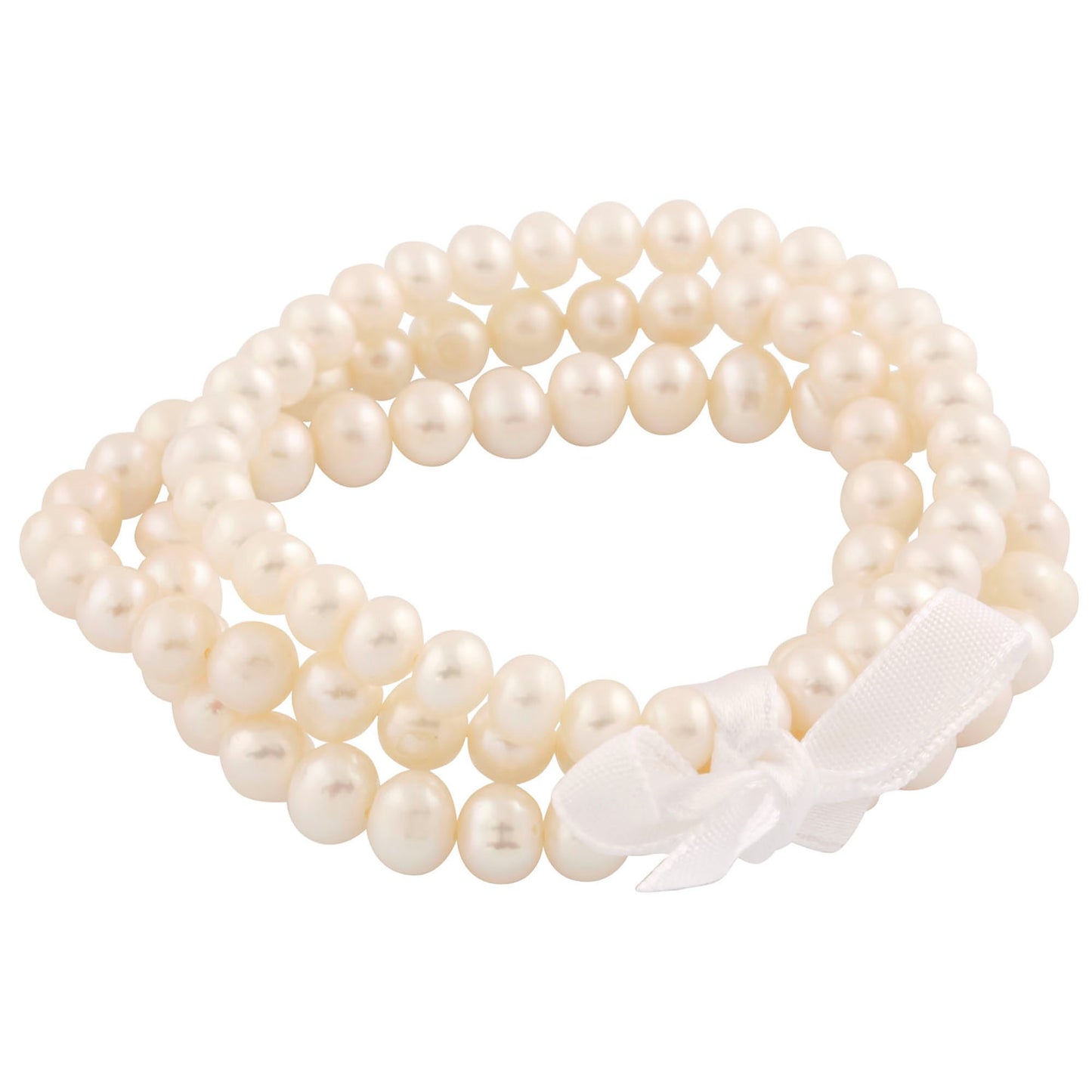 title:Splendid Pearls Set Of 3 Gray Elastic Bracelets;color:White