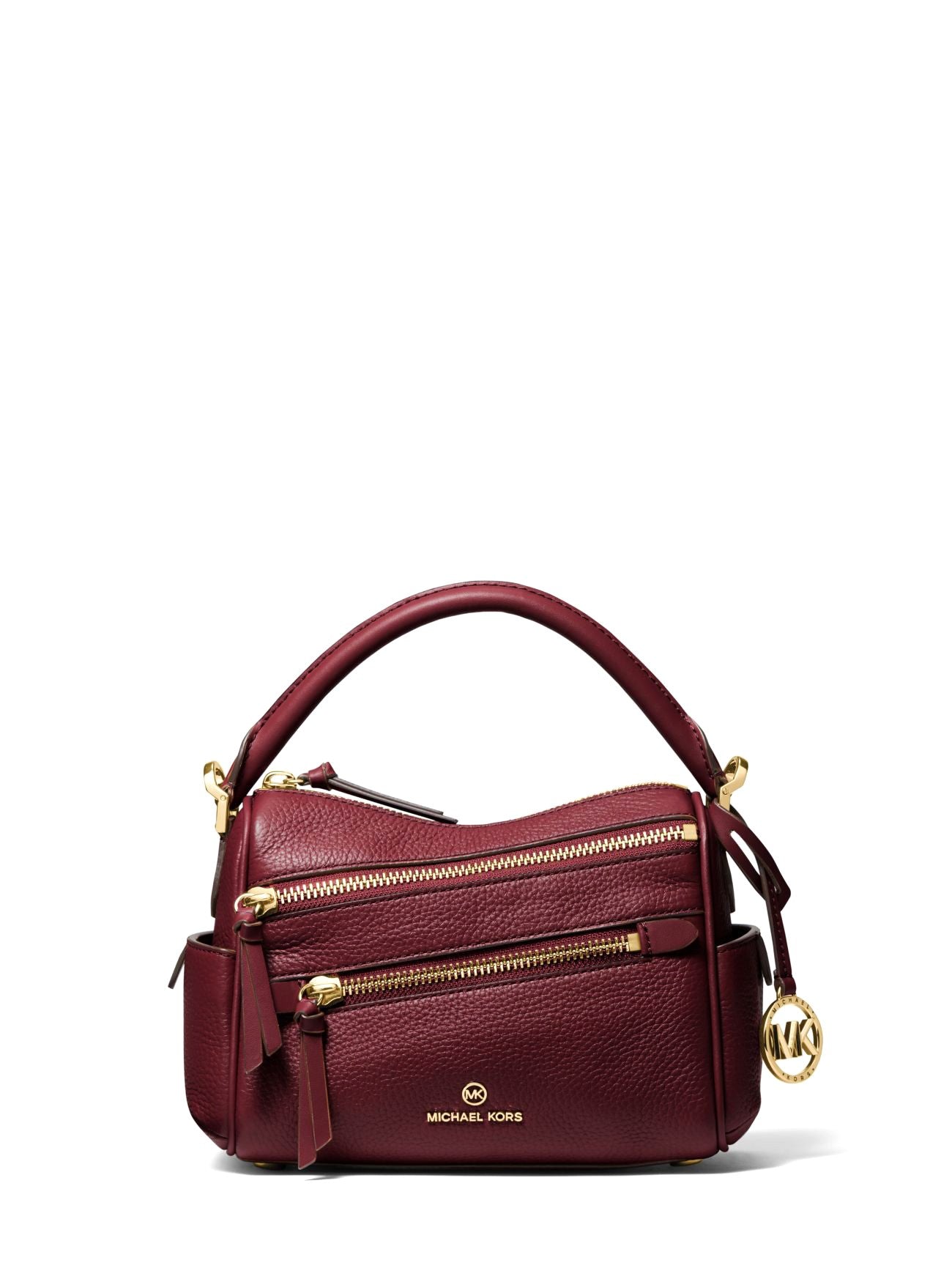 title:Michael Kors Women's Dark Berry Lorimer Small Pebbled Leather Satchel;color:Dark Berry