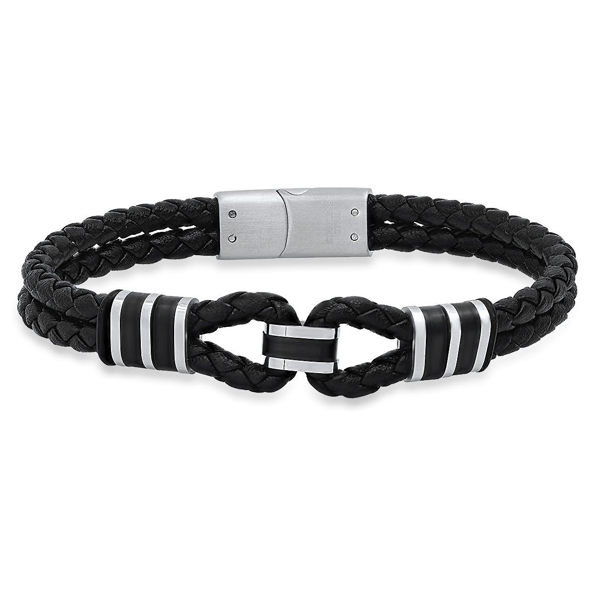 Double Loop Leather Braided Bracelet