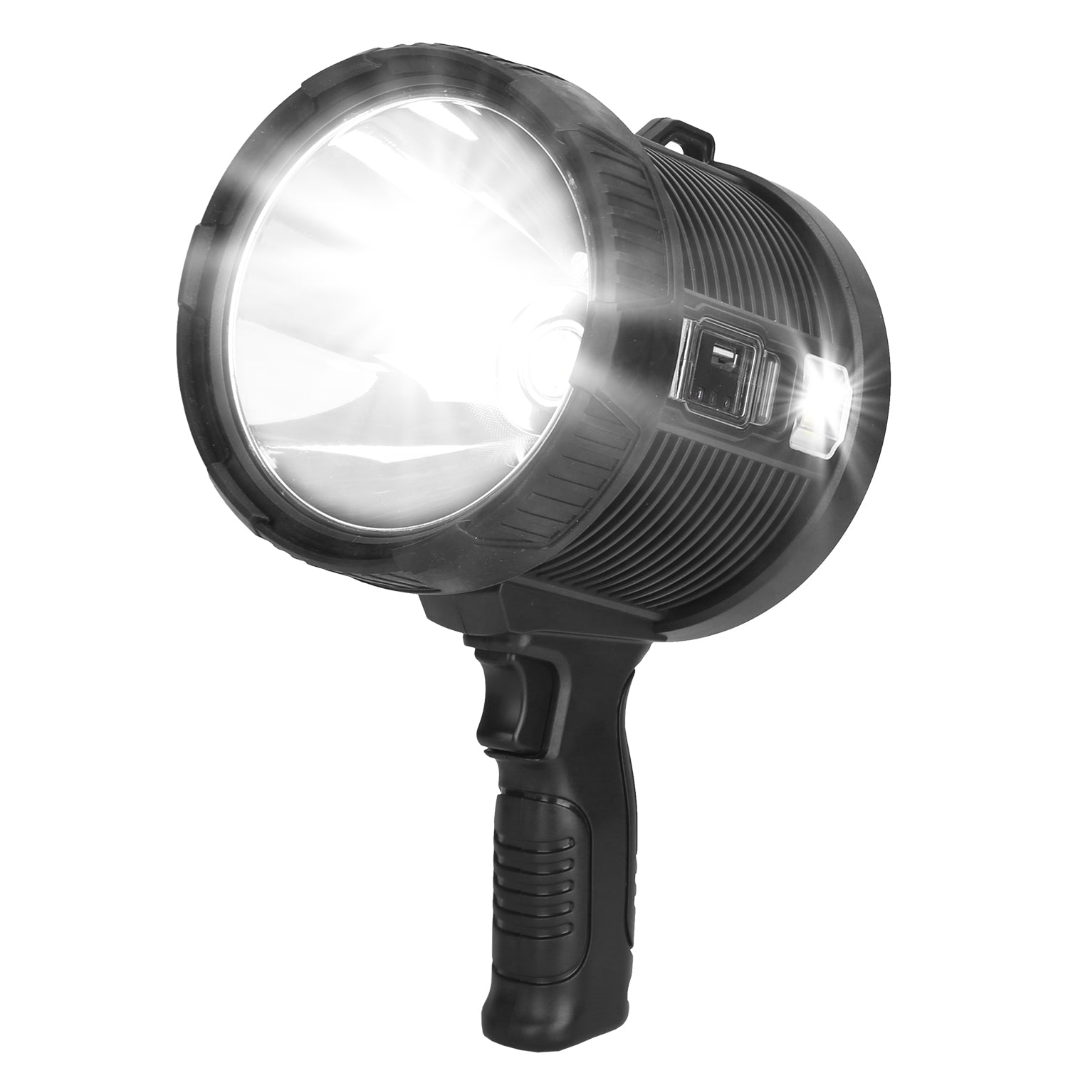 title:30000LM Rechargeable LED Searchlight IPX6 Waterproof Portable Handheld Spotlight Flashlight with 3 Color Filter Lens 6 Lighting Modes;color:Black