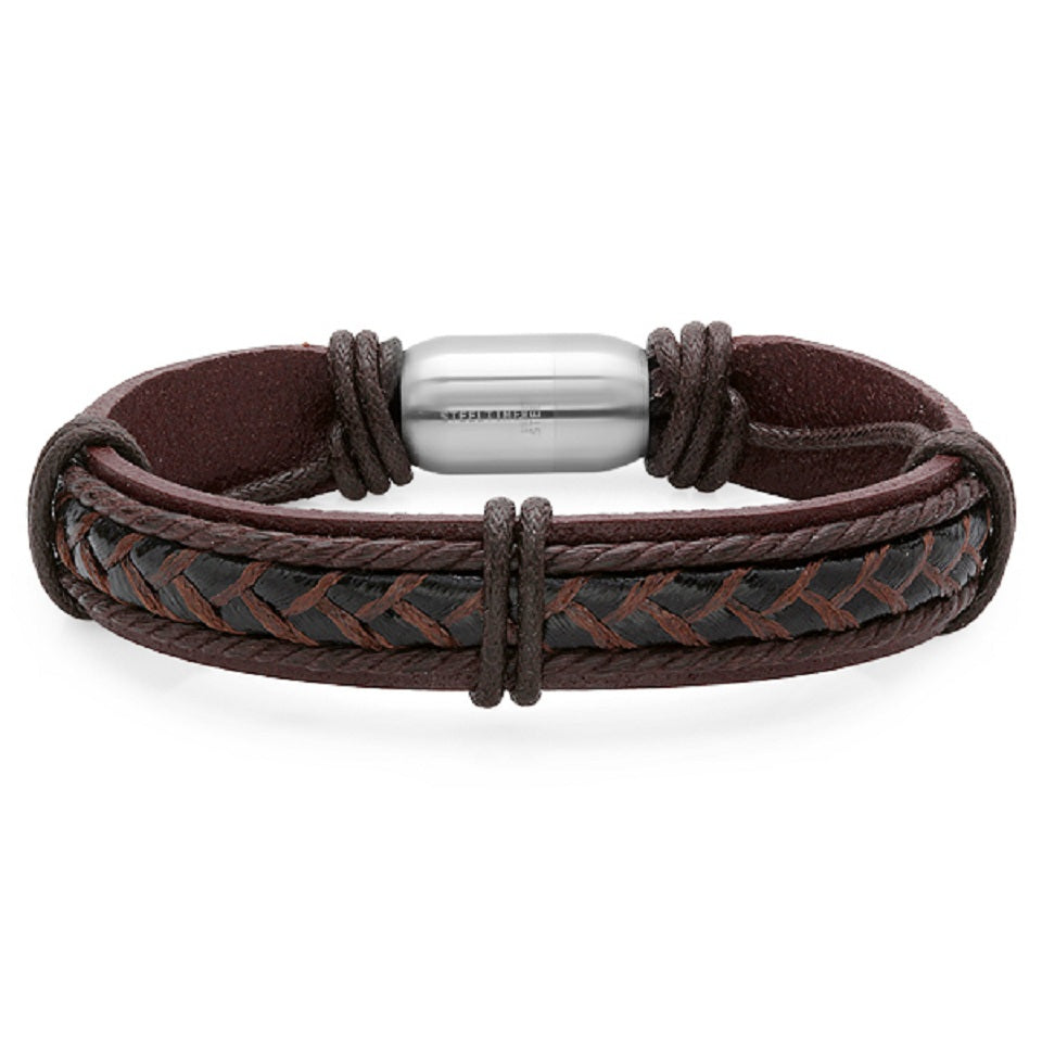 SteelTime Leather & Cord Tex Bracelet