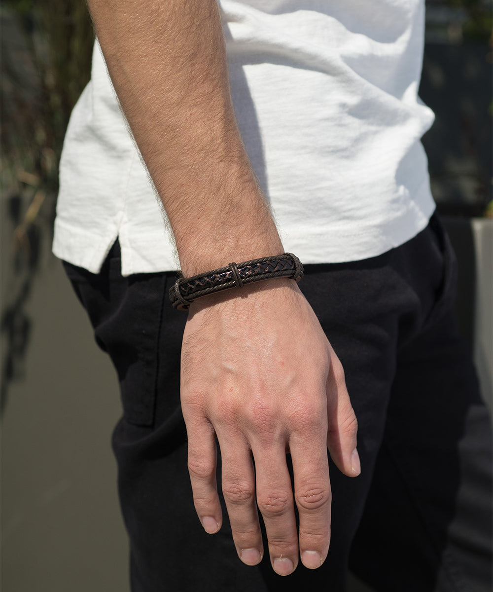 SteelTime Leather & Cord Tex Bracelet