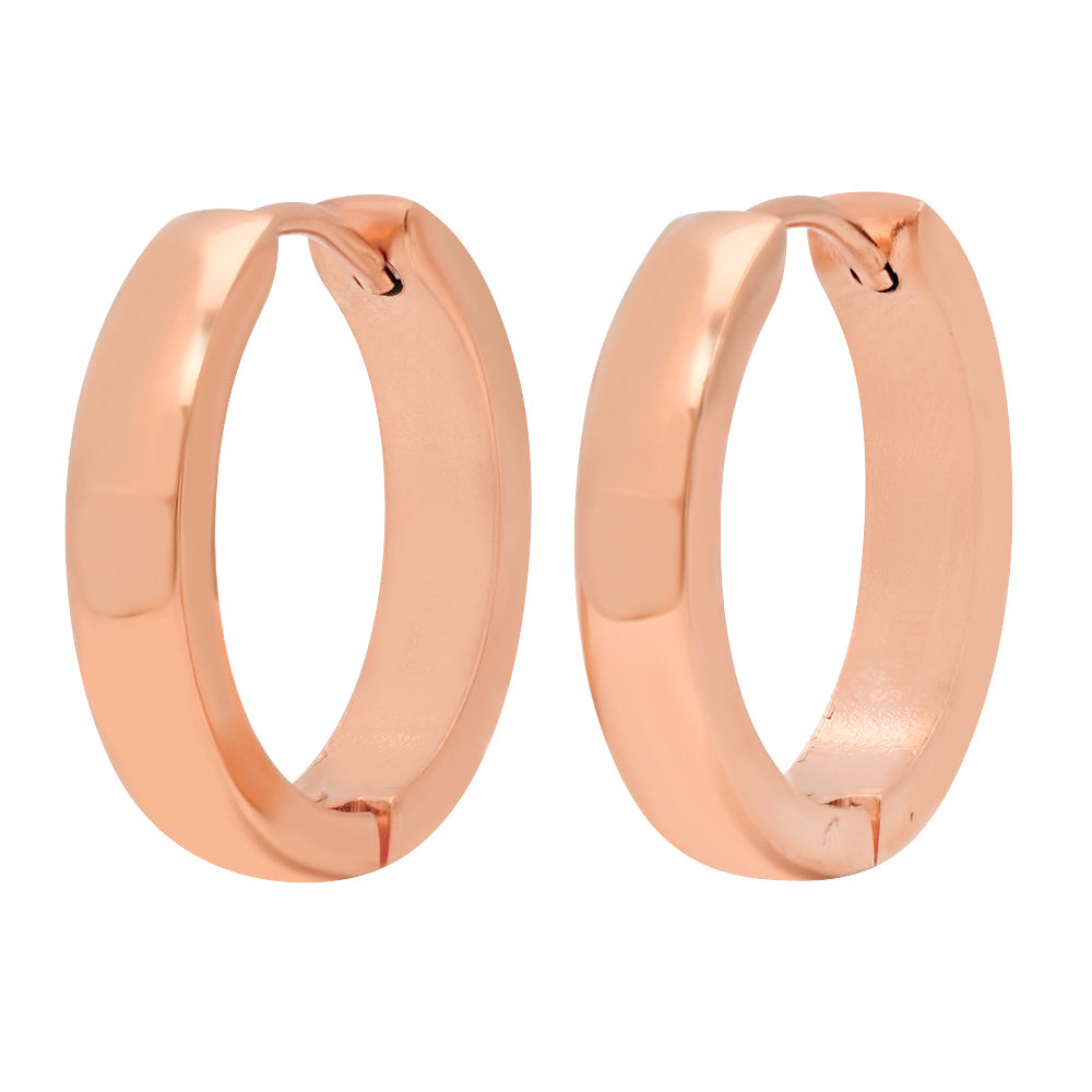 Steeltime 18K Gold Plated Stainless Steel Huggie Earrings