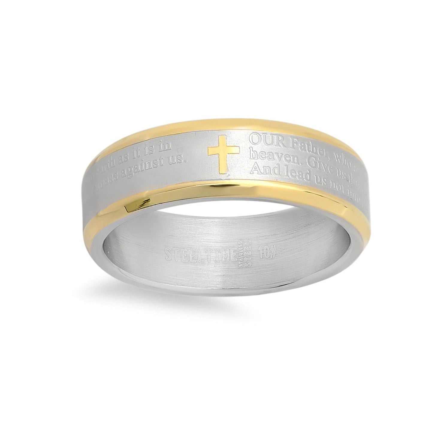 SteelTime Two Tone Lords Prayer Ring