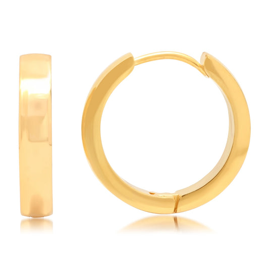 Steeltime 18K Gold Plated Stainless Steel Huggie Earrings