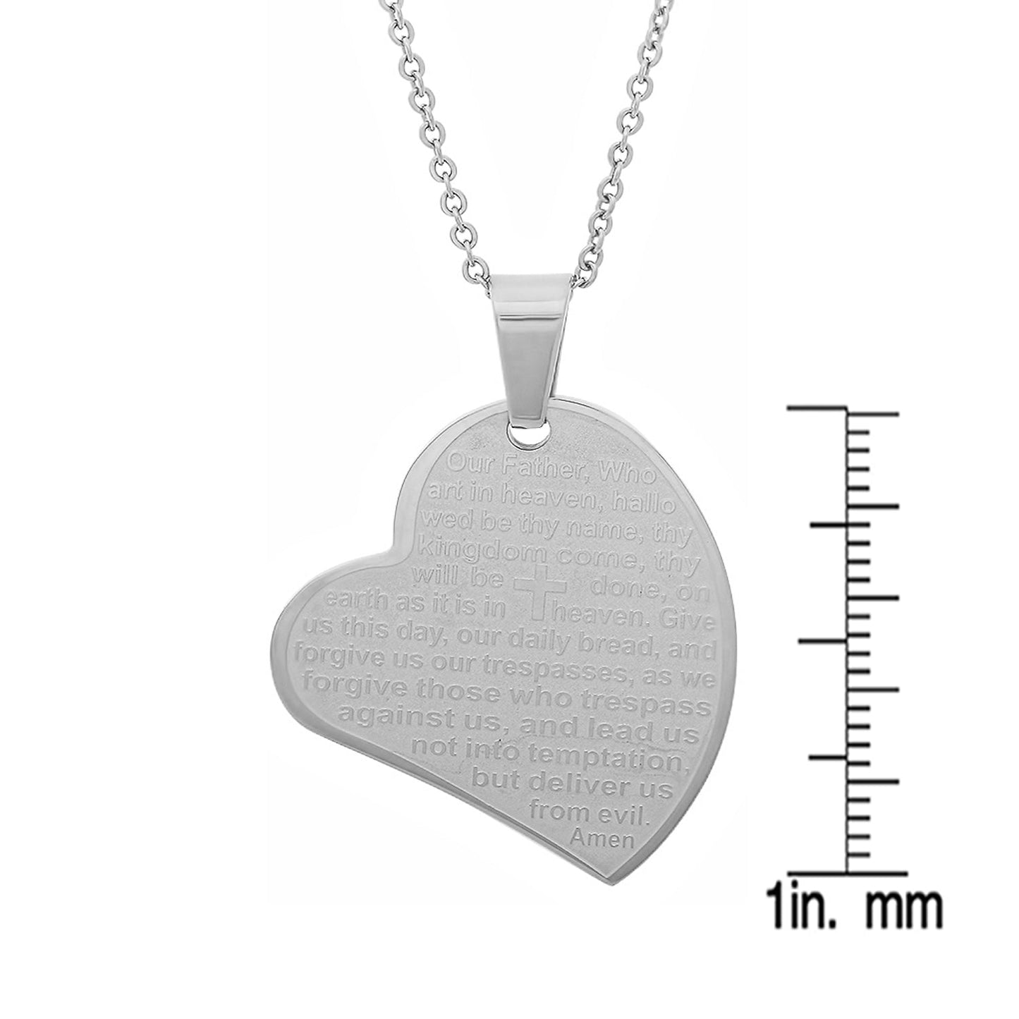 SteelTime SteelTime Women's Our Father Lords Prayer Almost Full Heart Pendant