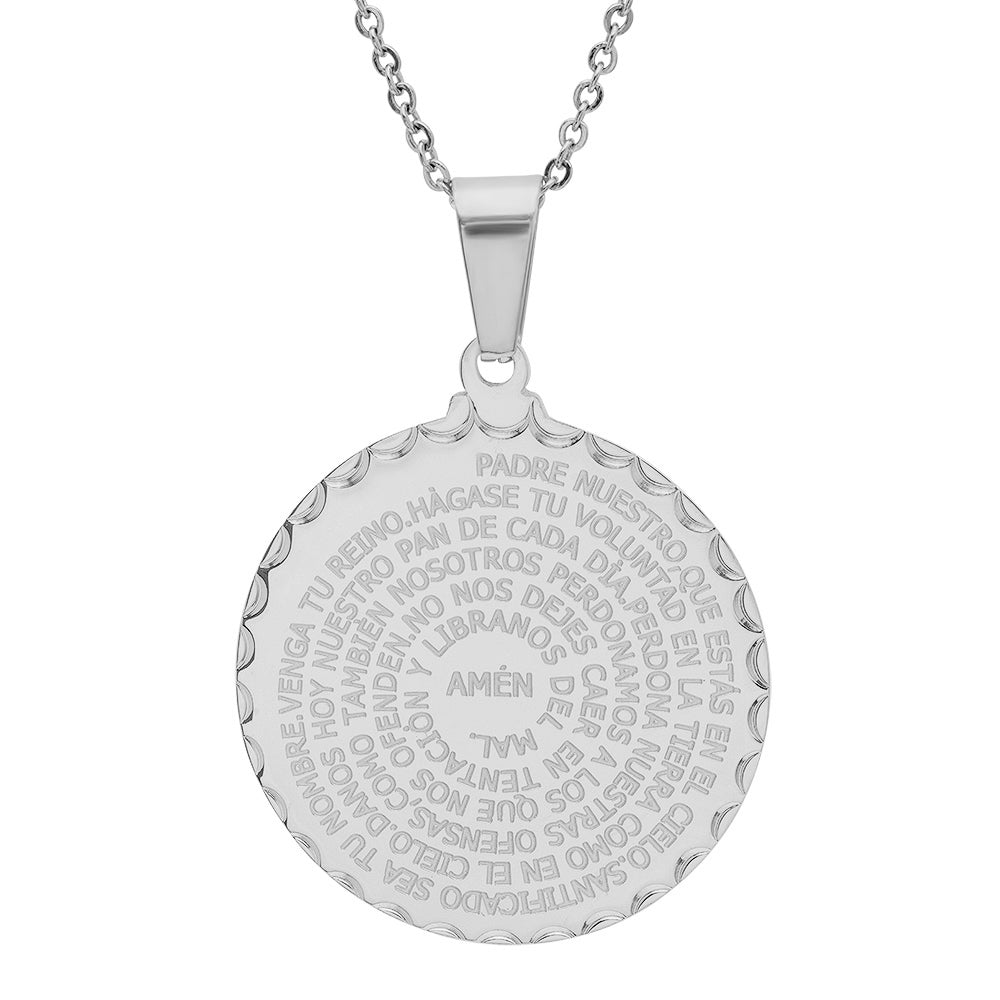 SteelTime Padre Nuestro Prayer Medallion Necklace