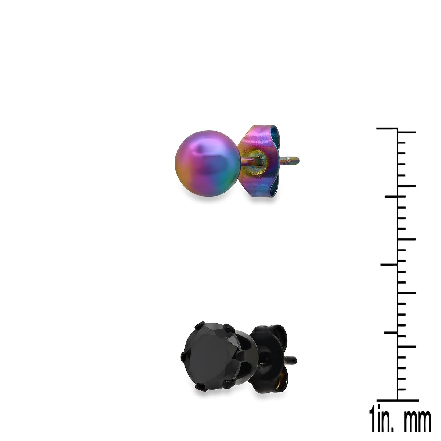 Black CZ + Rainbow Stud Set