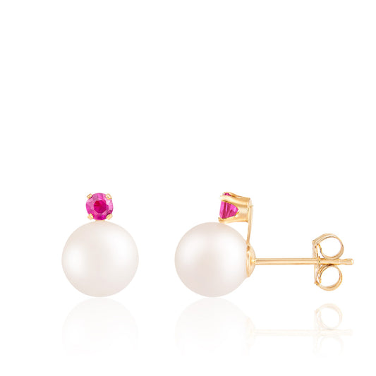 title:Splendid Pearls 7mm Ruby Pearl Earrings;color:White