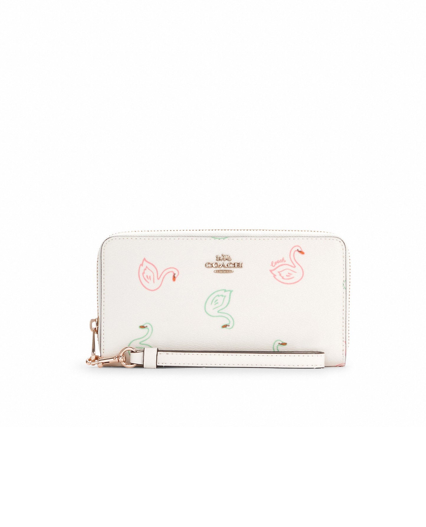 Coach Long Zip Around Wallet With Swan Print