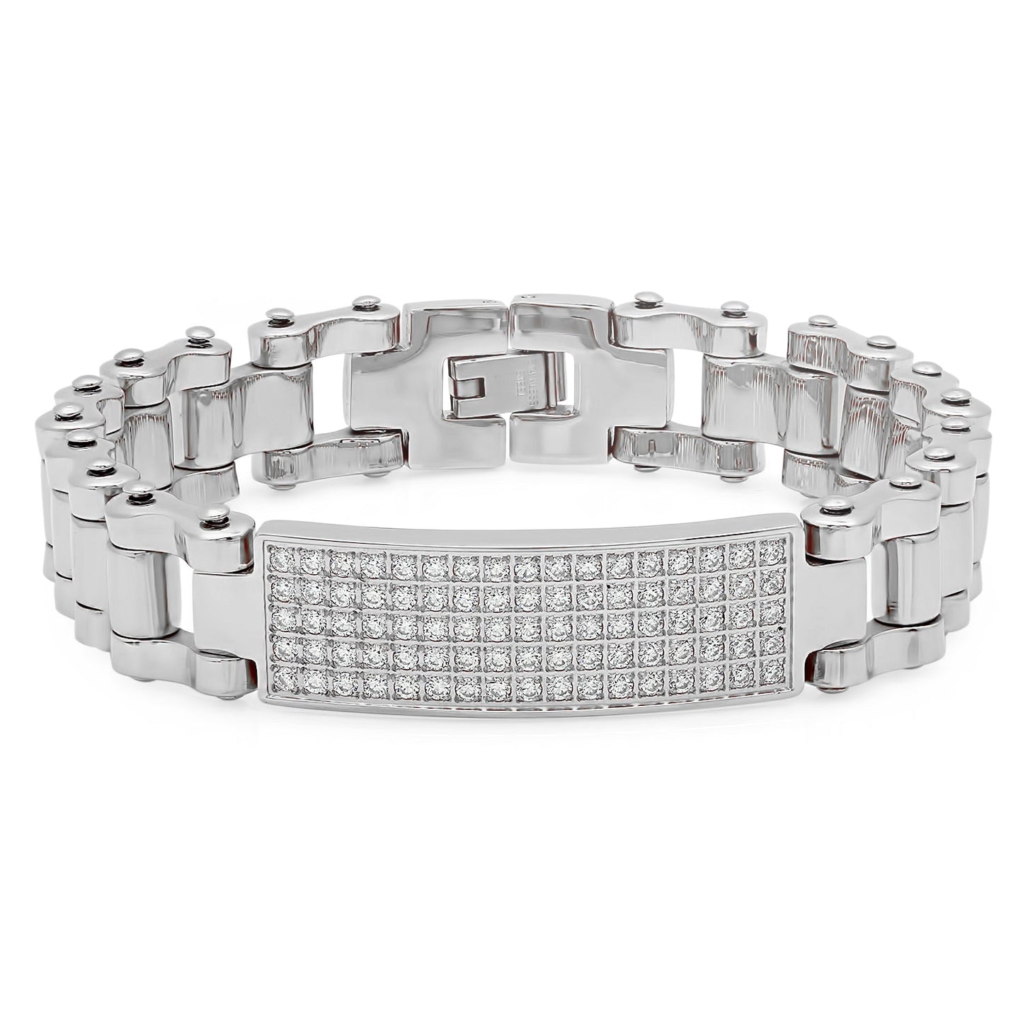 Pave Bicycle Chain Link ID Bracelet