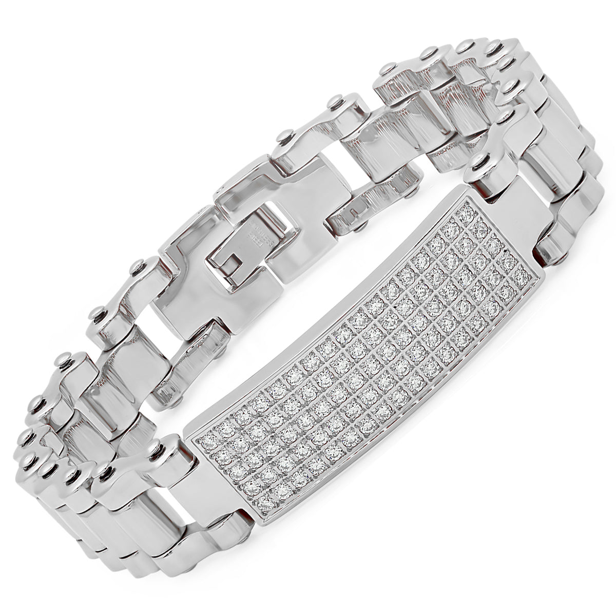 Pave Bicycle Chain Link ID Bracelet