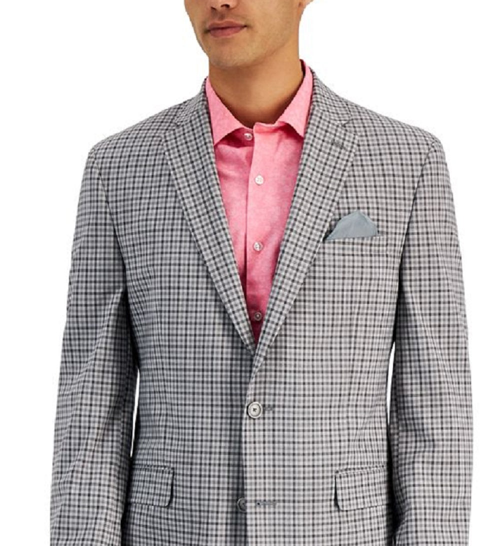 Bar III Men's Slim Fit Patterned Blazer Gray Size 36