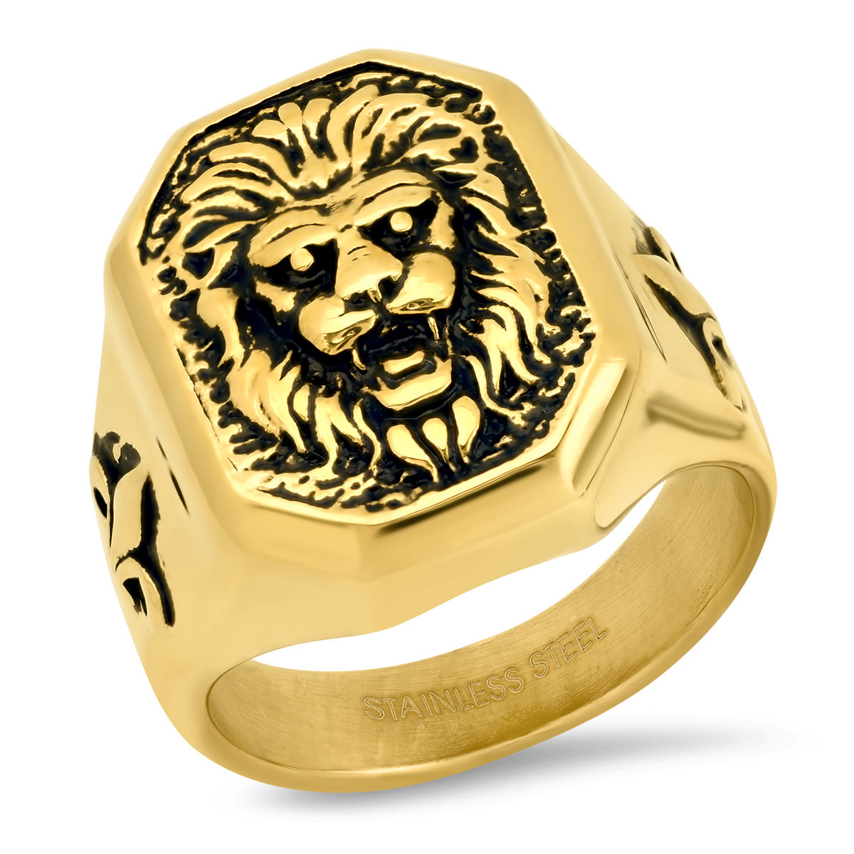 SteelTime Lion's Head Statement Ring