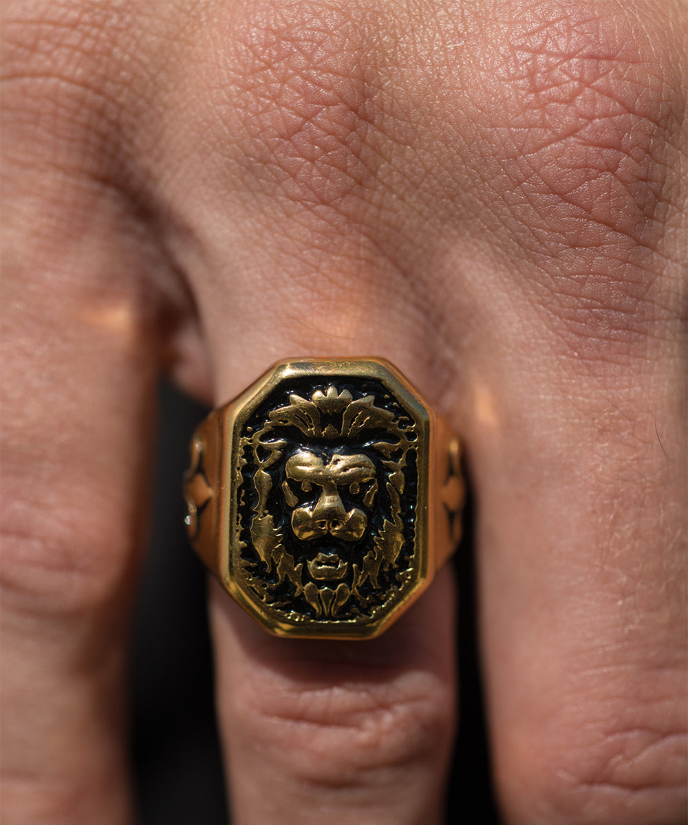 SteelTime Lion's Head Statement Ring