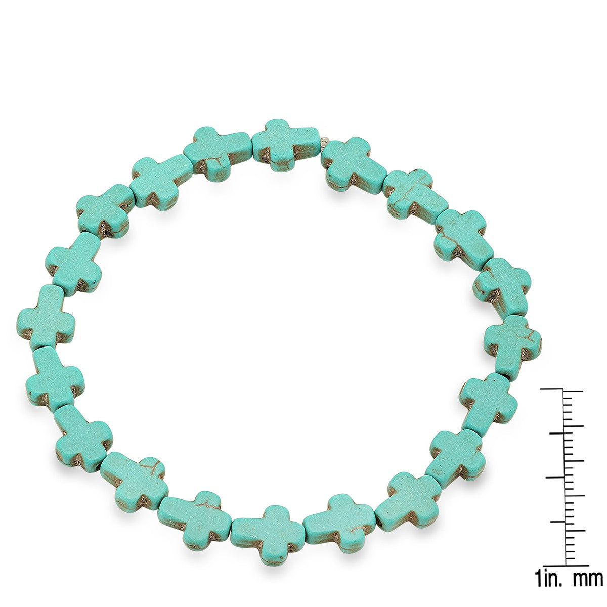 Genuine Turquoise Mini Cross Stretch Bracelet