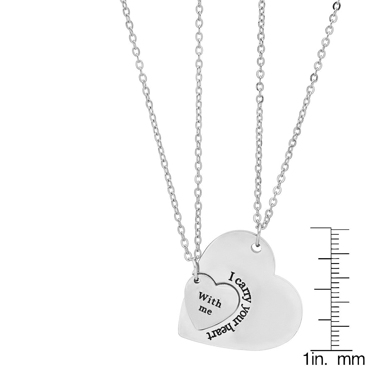 2Pc Stainless Steel Puzzle Heart Necklace